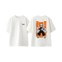 Thewert Zenitsu Thunder Tasarım Sırt Baskılı Pamuk Beyaz Oversize T-shirt