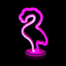 Neon Işıklı Flamingo Yazılı Masa Gece Lambası Pil Ve Usb Çok Renkli