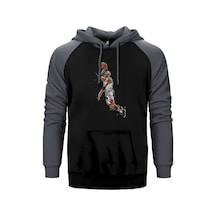 Micheal Jordn Attempt Gri Renk Reglan Kol Kapşonlu Sweatshirt Gri