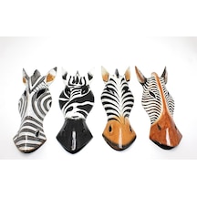 Ahşap Duvara Asmalı 30 Cm Zebra Maske Renkli