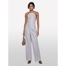 Sisley Keten Karışımlı Astarlı Askılı Palazzo Tulum Kadın Mavi Tulum - 325p4np9lt00n Siyah