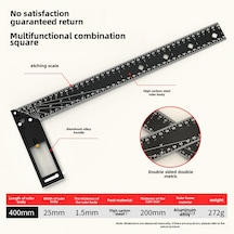 Kangvka Endüstriyel Dereceli Ahşap İşçiliği Açı Cetveli - 90 Ve 45 Hassas Ölçüm, Çizim Delikleri İle Çok Fonksiyonlu 40cm
