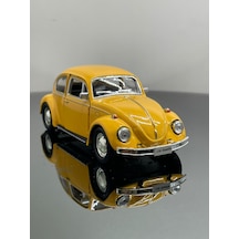 Volkswagen Beetle 1:32 Ölçek Metal Çek Bırak Model Araba 12 Cm - Sarı