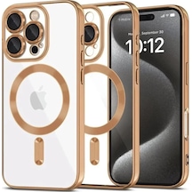 Newface Apple İphone 16 Pro Kılıf Kross Magneticsafe Kapak - Çöl Titanyum Açık Altın