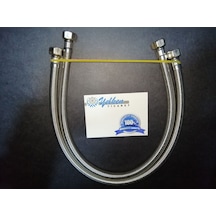 Klozet Rezervuar Su Bağlantı Hortumu 3/8-3/8 50 Cm Flex Su Bağlan Gümüş