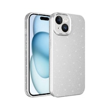 Apple iPhone Uyumlu 15 Kılıf Kamera Korumalı Simli Silikon Üstün Koruma Pazarplus Gümüş
