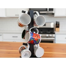 3d Baskı 6'lı Kupa Askılığı Kupa Ağacı Vidasız Montajlı Fincan Tutucu Mutfak Kupa Standı Siyah Diğer
