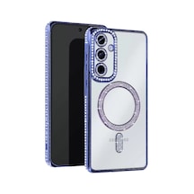 Newface Samsung Galaxy Uyumlu S25 Kılıf Joke Simli Magneticsafe Kılıf - Mavi Belirtilmemiş