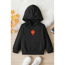 Uyguntarz Çocuk Ateş Baskılı Sweatshirt Siyah