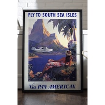 South Sea Isles Siyah Ahşap Çerçeveli Poster, Dekoratif Seyahat Duvar Tablosu