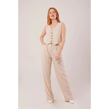 Defymoda Kırçıllı Desen Bej Takım Bej
