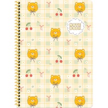 Keskin A4 Kareli Karton Kapak Kawaii Defter - Ayıcık Turuncu