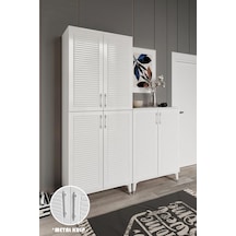 Panjurlu Metal Kulp Pnj6190 Ayakkabılık 6 Kapaklı Mutfak Dolabı Balkon Dolabı Kiler Banyo Dolabı Çok Amaçlı Dolap Beyaz Gümüş Beyaz - Gümüş