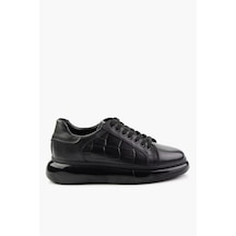 Siyah Hakiki Deri Erkek Sneaker E01401099841 Siyah