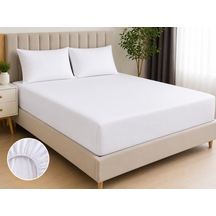 Çift Kişilik Lastikli Çarşaf 200x200+30 Cm, Beyaz Çok Renkli