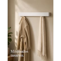 Berlin Portmanto Metal Duvar Askılığı Elbise Askılığı Vestiyer Askılık Gizli Kancalı Antre Hol Mont Çanta Havlu Askısı Beyaz 80 Cm