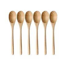 Doğal Ahşap Tatlı Kaşığı Seti, 17 Cm, 6 Adet - Verniksiz El Yapımı Tahta Kaşık, Tatlı Ve Baharat Servis Kaşığı, Şık Sunum Ve Sofra Aksesuar