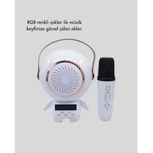 Drnds Renkli Işıklı Astronot Mini Bluetooth Speaker Ve Karaoke Mikrofon