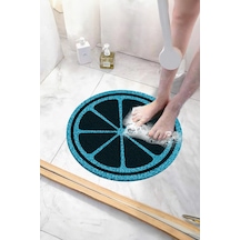 Yuvarlak Banyo Paspası Kaymaz Yumuşak Esnek Paspas Islak Zemin Hijyenik Paspas 50x50 Cm Mavi