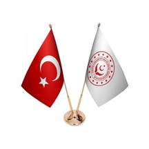 Masa Üstü Aile Bakanlığı Bayrağı Türk Bayrağı İkili Pirinç Direk