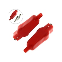 Timsah Klipsi Kılıflı Daha İyi Korozyona Dirençli Timsah Klipsleri 2 X Kırmızı