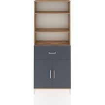 Arges Dolap 4 Raflı Tek Çekmeceli 2 Kapaklı 88x30x221 Çam-antrasit Atlas Çam