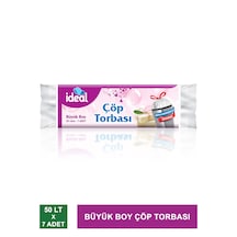 İdeal Büyük Boy Çöp Torbası / Büzgülü Ve Beyaz Sabun Kokulu 7 Adet - 65x70 Cm-