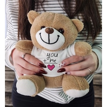 You + Me Tasarım Baskılı Tişörtlü Peluş Ayı Oyuncak Sevgiliye Hediye