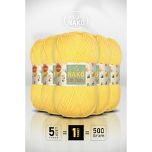 Elit Baby - 2857 Sarı - 5'li Paket - 100gr/250m - Bebek İpi - Anti Pilling Tüylenmez İp