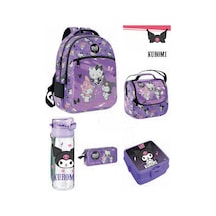 Hello Kitty İlk Okul Çantası - Sırt Çantası / Orjinal Lisanslı Lüx Çanta Mor / Beslenme 3'lü