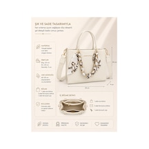 Just Polo Orijinal Kadın Omuz Ve Çapraz Askılı Zincir Detaylı Günlük Veya Özel Kullanıma Uygun Lüks Kol Çantası Shopper 25x20x9 Cm Krem