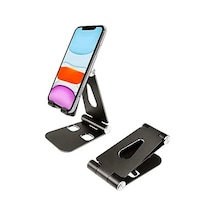 Komple Alüminyum Ayarlanabilir Ergonomik Katlanabilir Oynar Başlıklı Kaymaz Zemin Tabanlı Ergonomik G50 Telefon Tutucu Standı Desk Holder Siyah
