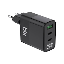 Bix GaN 65W PD Led Göstergeli 2*Type-C & 1*USB-A Girişli Gelişmiş Şarj Teknolojisine Sahip Şarj Adaptörü