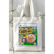 Art Hediye Monkey Ball Oyun Baskılı Bez Çanta Omuz Çantası Kişiye Özel Model 5 Çok Renkli