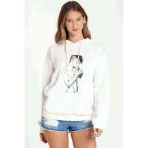 Anime Attack On Titan Baskılı Beyaz Kadın Kapşonlu Sweatshirt (534770685)