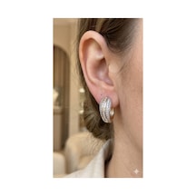 Xuping Rose Gold Renginde Zirkon Taş İşlemeli Şık Tasarım Çelik Kadın Küpe Altın
