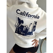 Startmore Adrift Unisex Erkek/kadın Calıfornia Renkli Özel Baskılı Oversize Kapüşonlu Sweatshirt Beyaz Beyaz