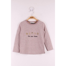 Toontoy Kids Toontoy Kız Çocuk Yazı Nakışlı Puanlı T-shirt Pembe Melanj
