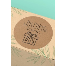 Kraft Bu Paket Mutluluk İçerir Sticker 3x3cm St2303 Çok Renkli