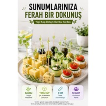 50 Li Yeşil Küp Bambu Kürdan 9 Cm Parti Davet Kokteyl Kanepe Sunum Kürdanı Organizasyon Sofra Seti