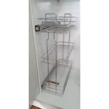 3 Katlı Yandan Raylı Mutfak Dolap İçi Şişelik 20.5cm