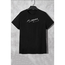 Unisex K.atatürk İmza Baskılı T-shirt Siyah