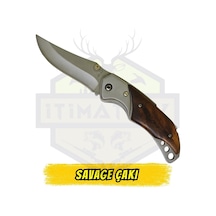 Savage Katlanır Kamp Çakı Ahşap Sap - Açık Uzunluk 18 Cm Kapalı 10 Cm Çok Renkli