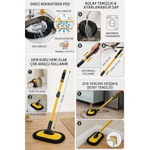 Ev Temizliği Duvar Yer Mopu Uzayıp Kısalabilen Makarna Bez Havlu Mop Ultra Yumuşak Premium Kalite Yer Silme Mopu Yer Temizlik Fırçası
