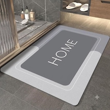 Banyo Paspası Süper Su Emici Kaymaz Tabanlı Dikdörtgen Diatomit Paspas 60x40cm Gri Diğer