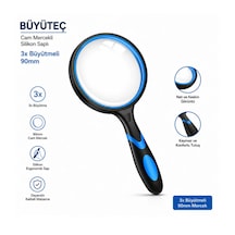 Büyüteç - Cam Mercekli - Silikon Saplı - 3x Büyütmeli - 90mm