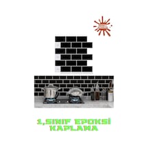 30 30cm Siyah Tuğla Epoksi 1 Adet 3d Yapışkanlı Duvar Kaplama Paneli Mutfak Banyo Salon Ofis Döşeme
