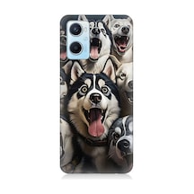 Oppo A96 Uyumlu Mutlu Husky Desenli Silikon Kılıf