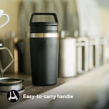 Cafe To-go Travel Mug Termos Bardak, Siyah, 0.35 Litre Açık Beyaz
