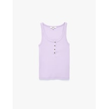 Koton Pamuklu Slim Fit Süs Düğmeli U Yaka Fitilli Atlet Lila 6sak10032pk